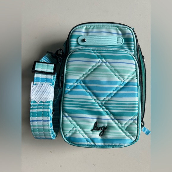 LUG SKEETER MINI BRIDGE CONVERTIBLE CROSSBODY LOVE WAVES AQUA NWT - Picture 1 of 6